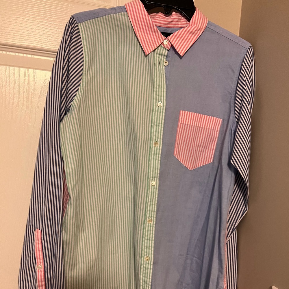 Jcrew multi colored stripe button down NWT